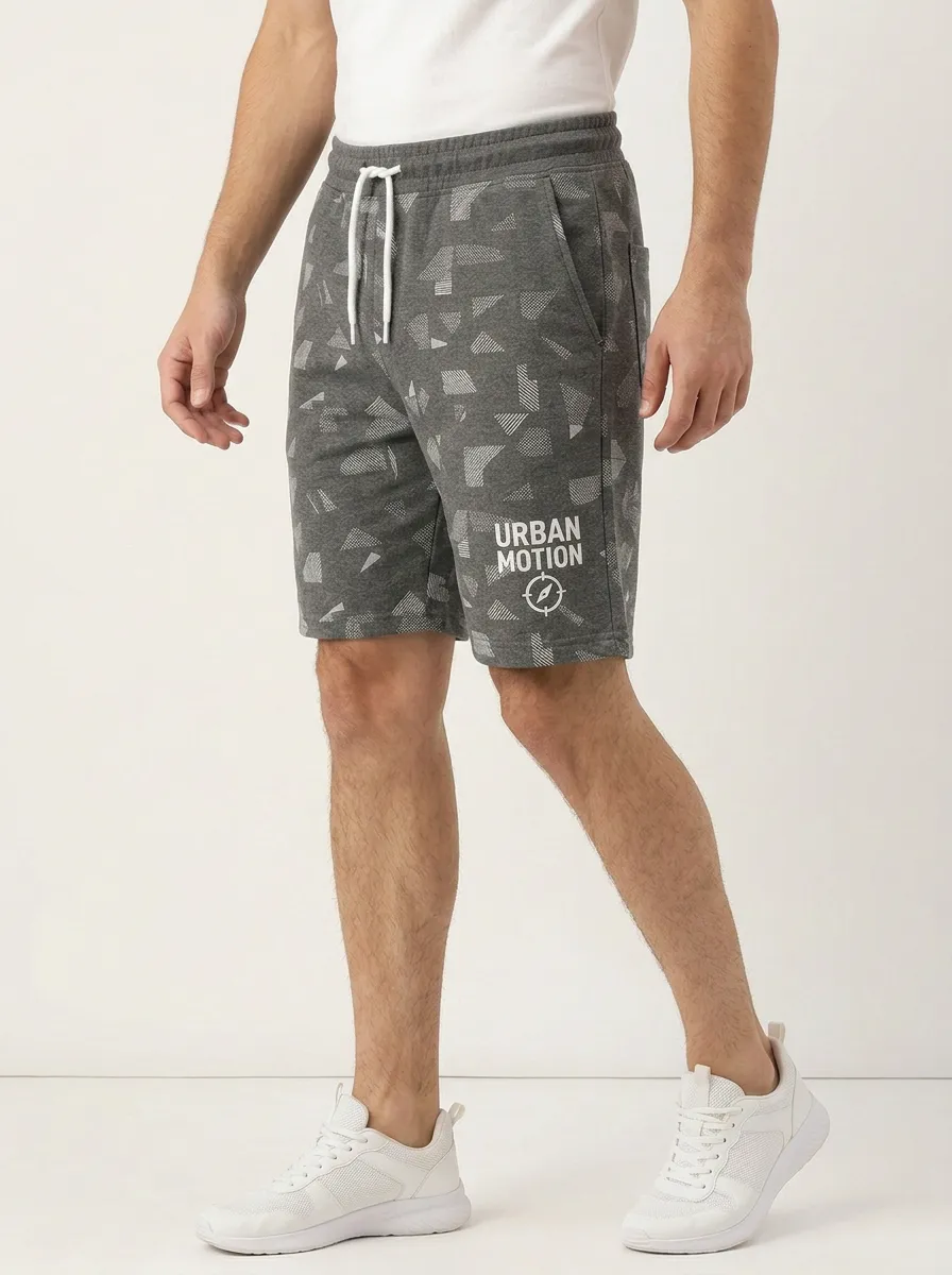 Men's Geometric Running Drawstring Athletic Printed Sweat Shorts