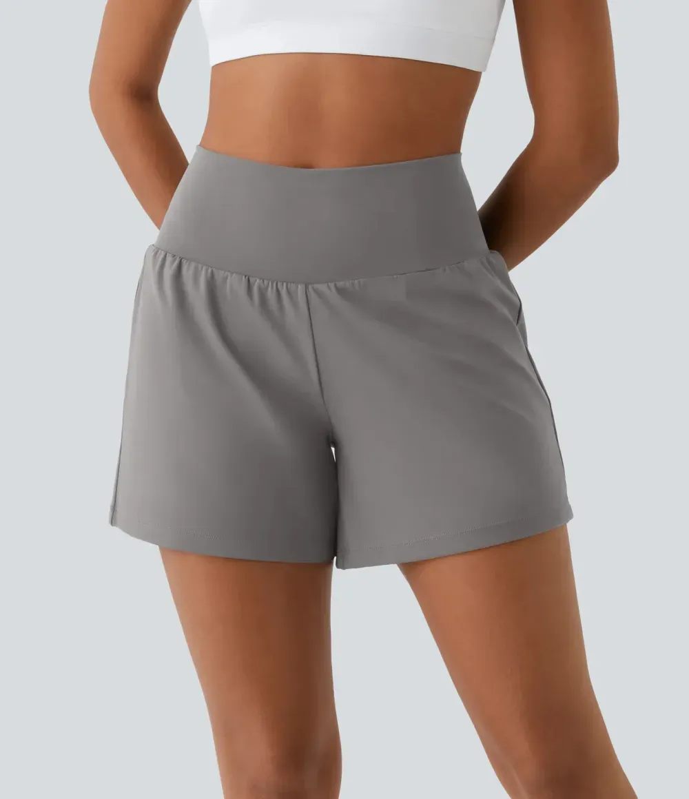 2026🔥 UK Super High Waisted Back Pocket & Side Hidden Pocket 2-in-1 Yoga Shorts