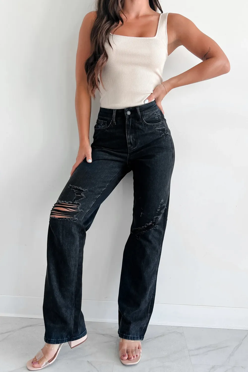 Fowler High Rise Rigid Stretch Blue Straight Leg Jeans