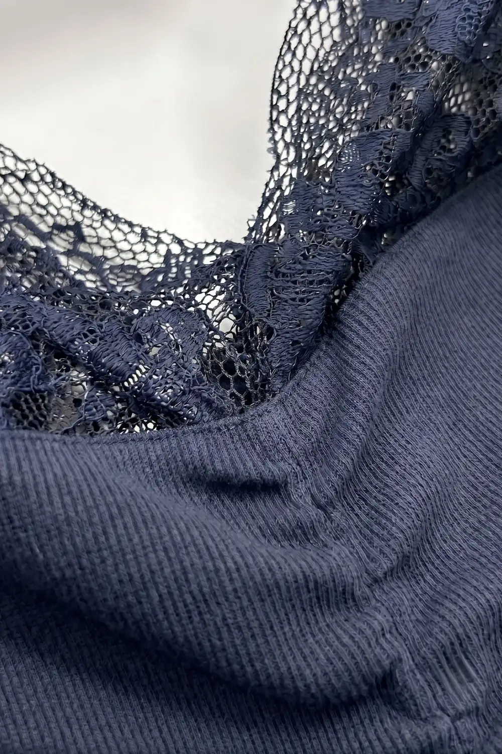 Ruched Lace V-Neck Top
