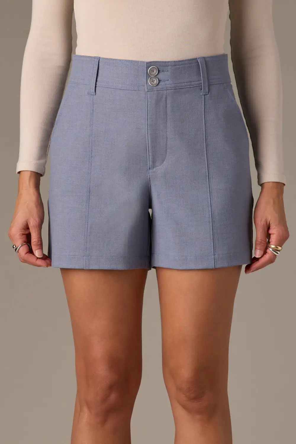 Front Seam Trouser Shorts Double Button