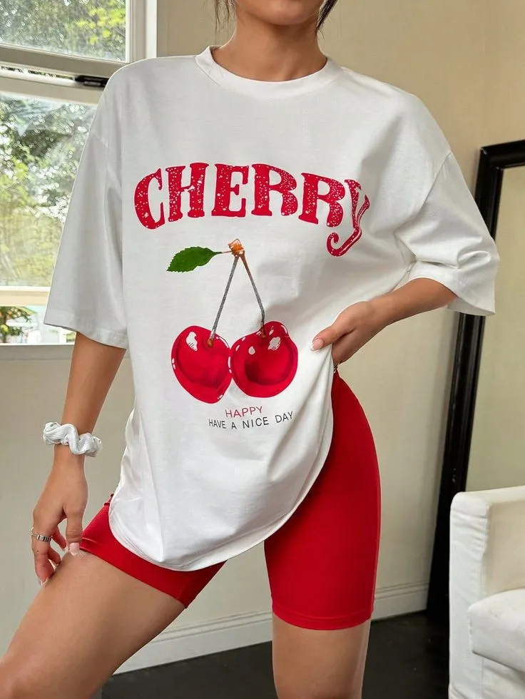 Cherry Print Relaxed Tee