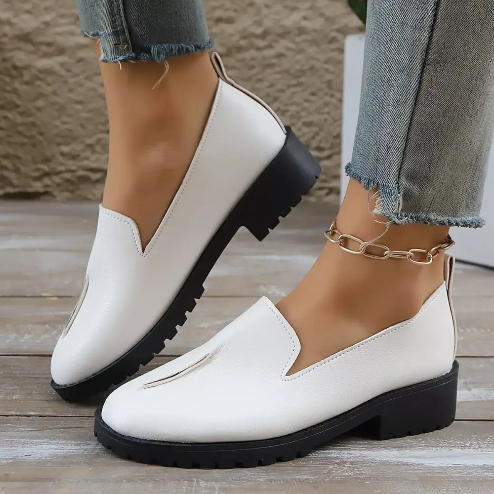 Refined Round Toe Block Heel Loafers