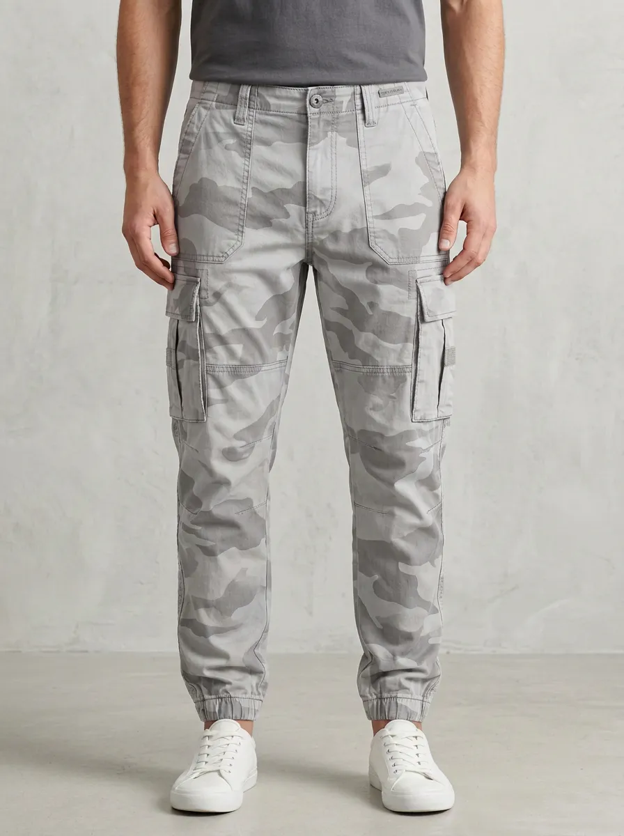 Men's Camouflage Tapered Leg Cargo Joggers