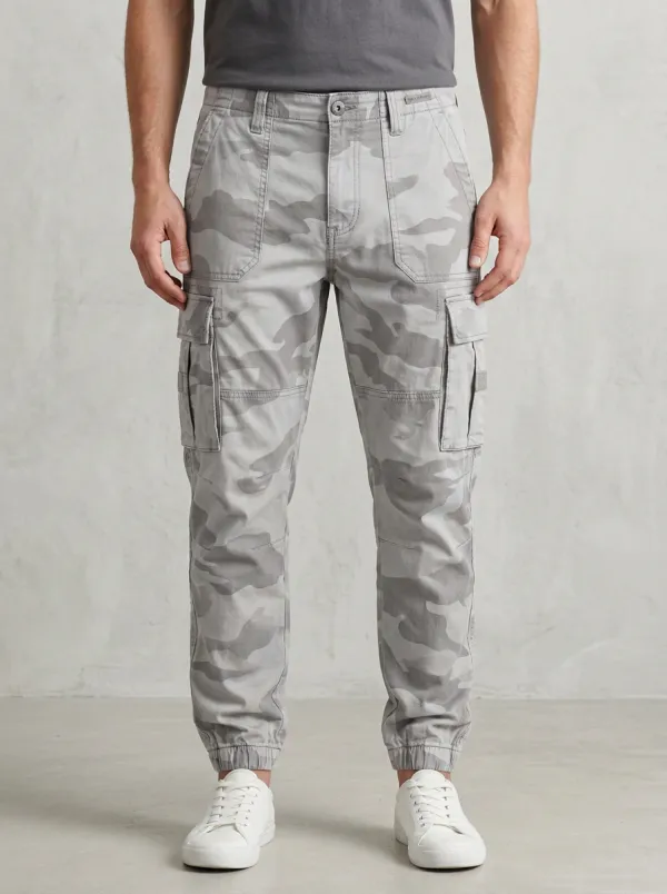 Men's Camouflage Tapered Leg Cargo Joggers