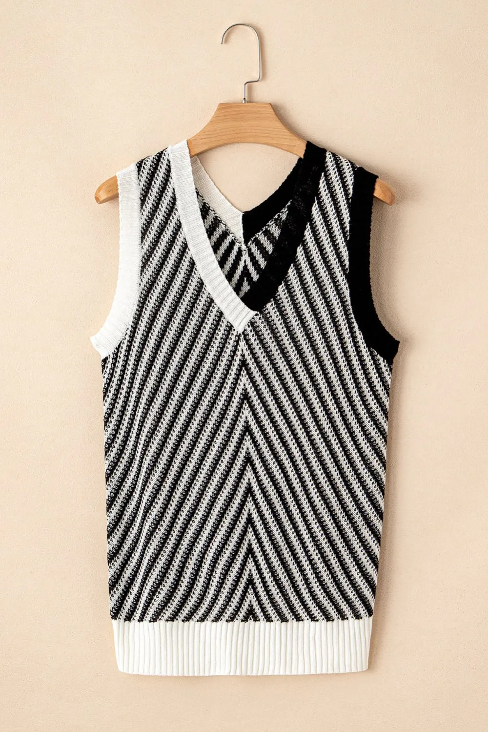 Chevron Knit V Neck Sweater Vest