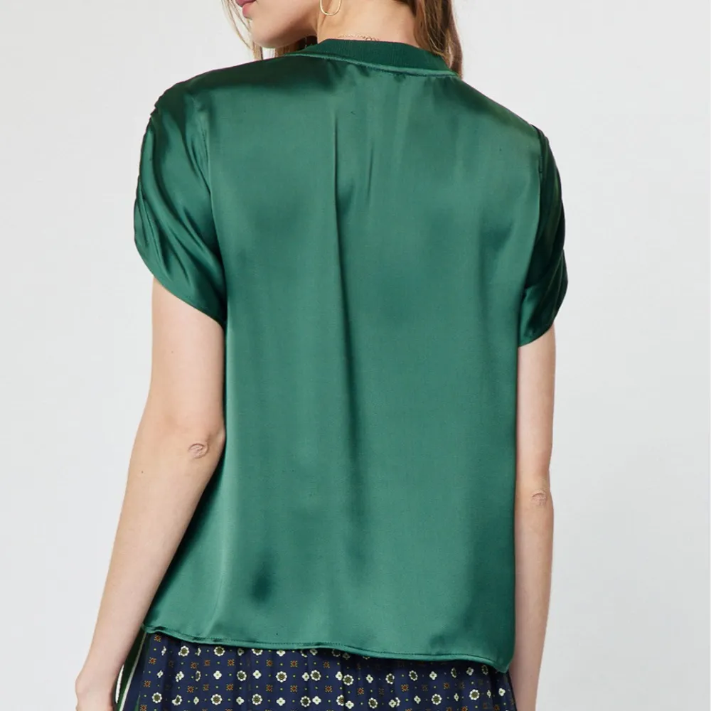 Contrast Hem Silk Top