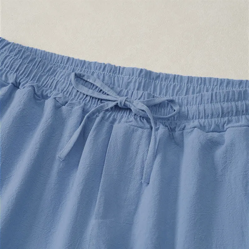 Drawstring Cotton Blend Shorts