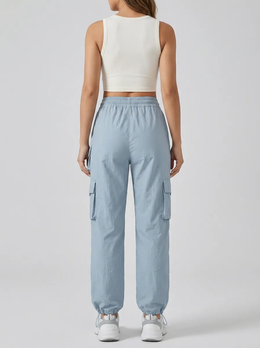 Drawstring Elastic-Waist Breathable Breathable Cargo Pants
