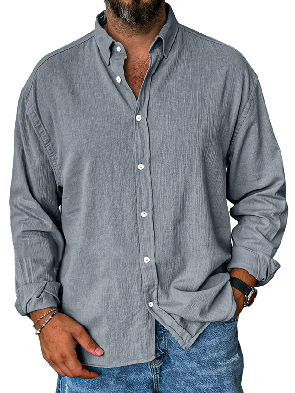 Soft Touch Long Sleeve Open Collar Shirt