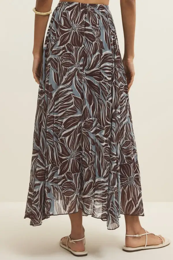 Women's Tropical Leaf Print Maxi Skirt