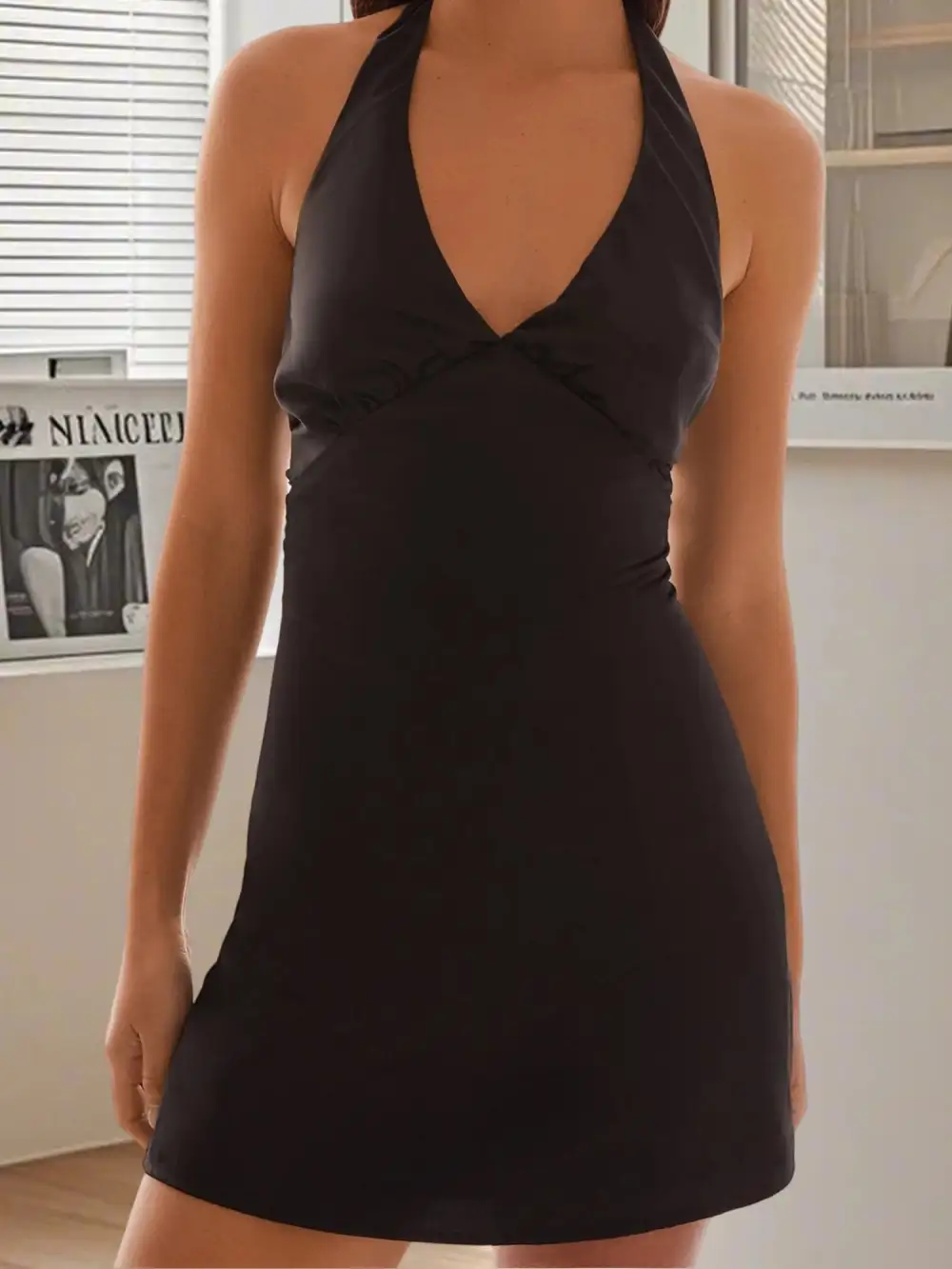 Polished Halter Neck Printed Mini Dress