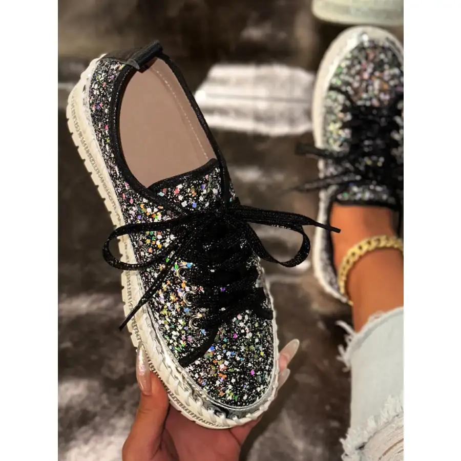 Classic Lace Up Round Toe Platform Sneakers Shoes