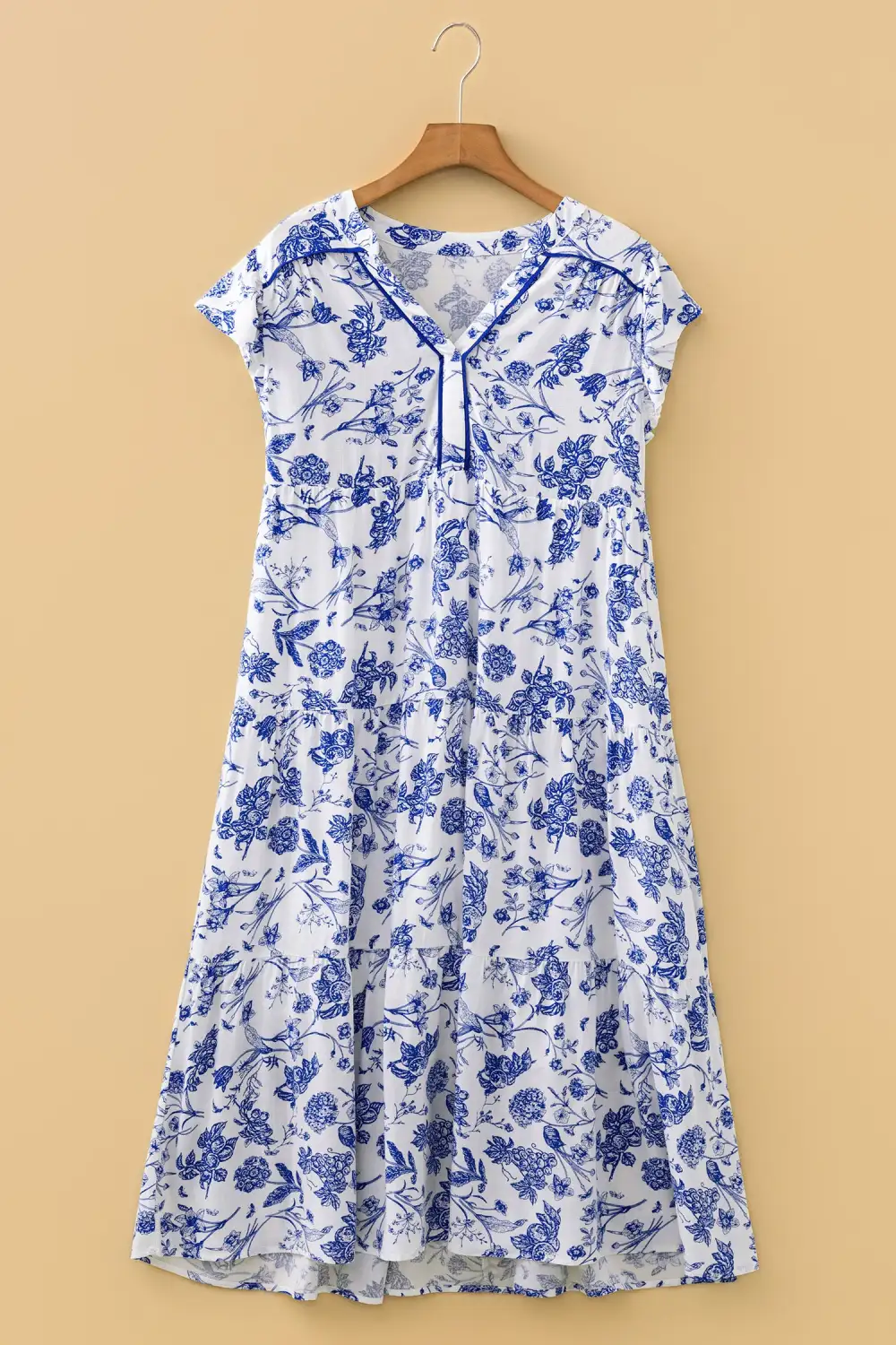 Polished Detail Floral Ruffle Tiered Midi Dress