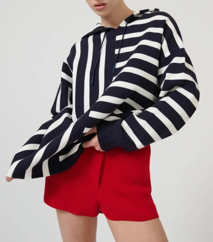 Navy Stripe Hooded Sweater