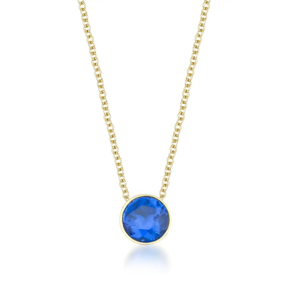 Delicate Bezel Set Solitaire Sapphire Necklace