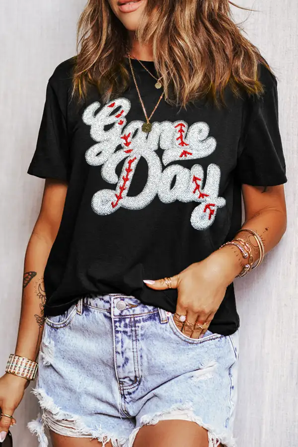 Black Sequin Game Day Graphic