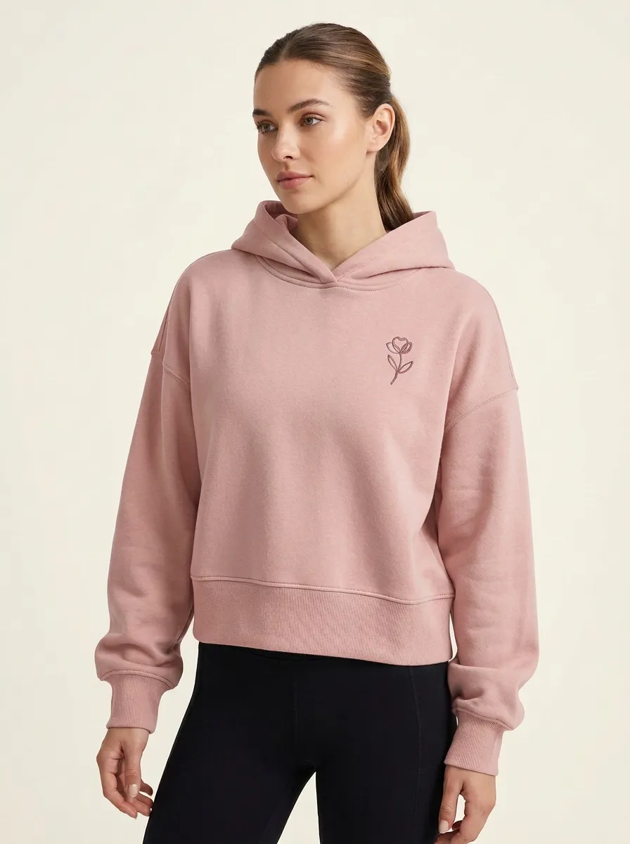 Women's Casual Minimalist Flower Line Art Printed Hoodie