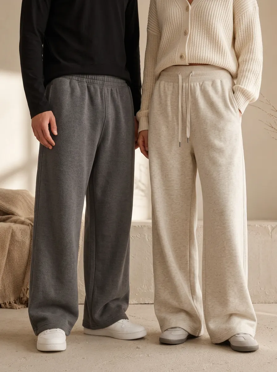 Unisex Soft-Touch Wide-Leg Drawstring Sport Pants