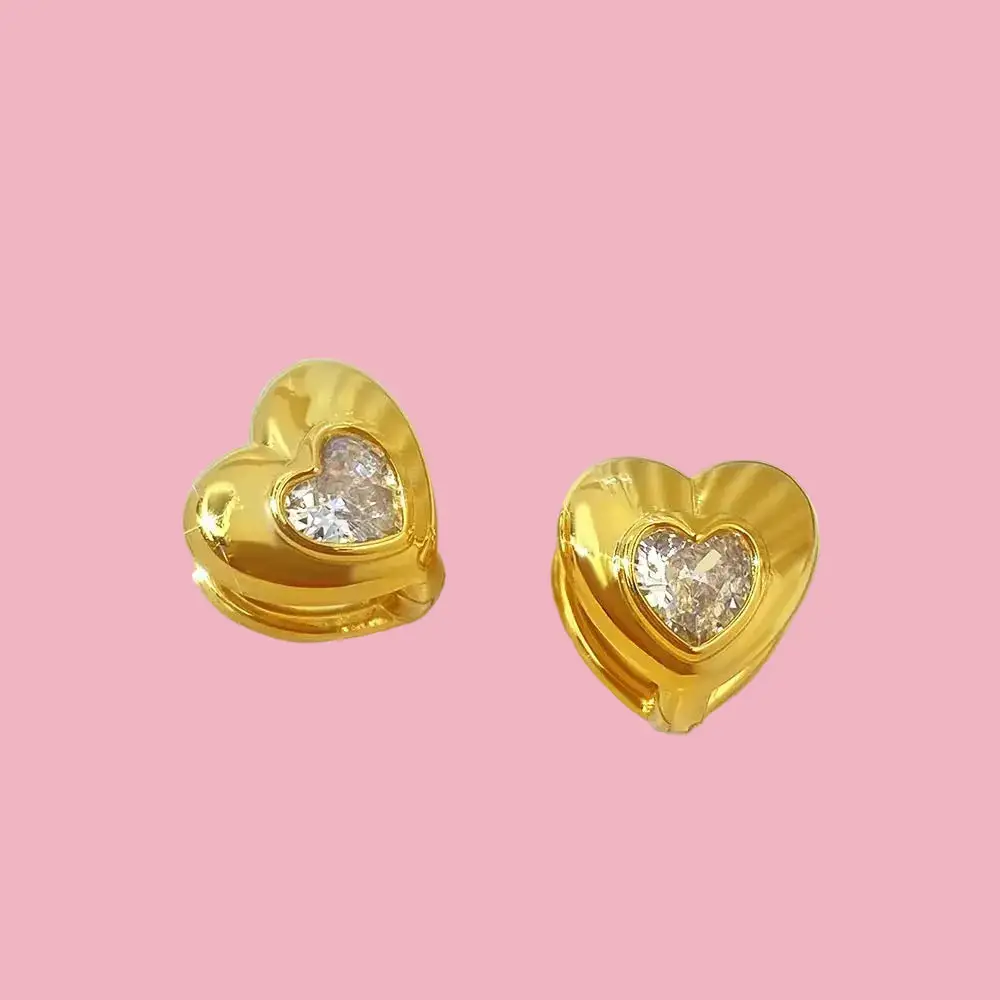 Stone Heart Hoop Earrings