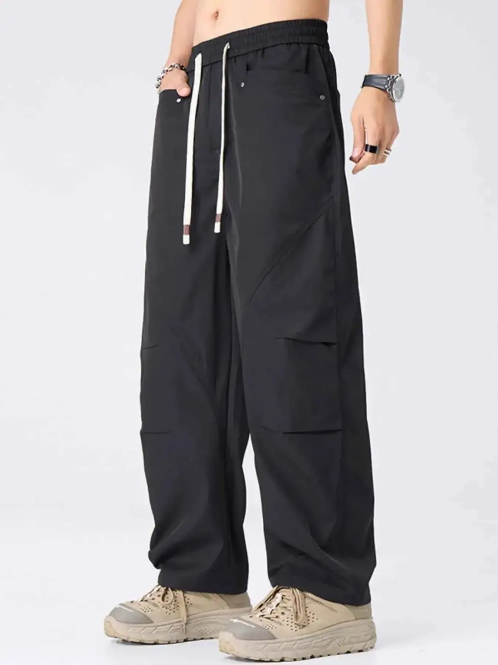 Drawstring Wide Leg Cargo Pants