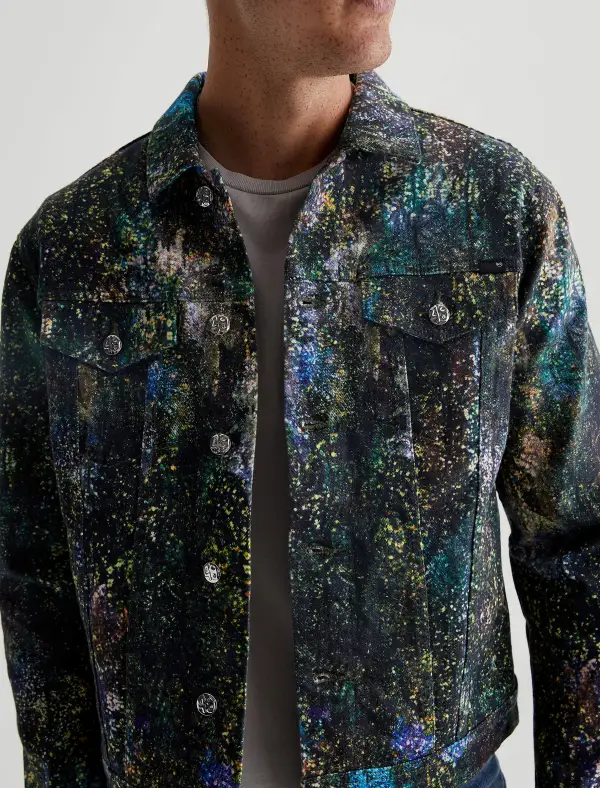 Men's Concealed Pocket Adjustable Waist Trucker Jacket