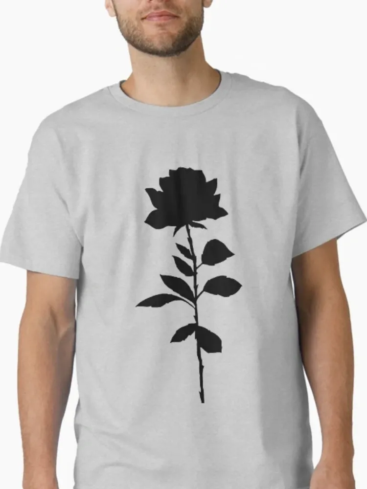 Women's Rose Silhouette Print Round-neck Short-sleeved T-Shirt