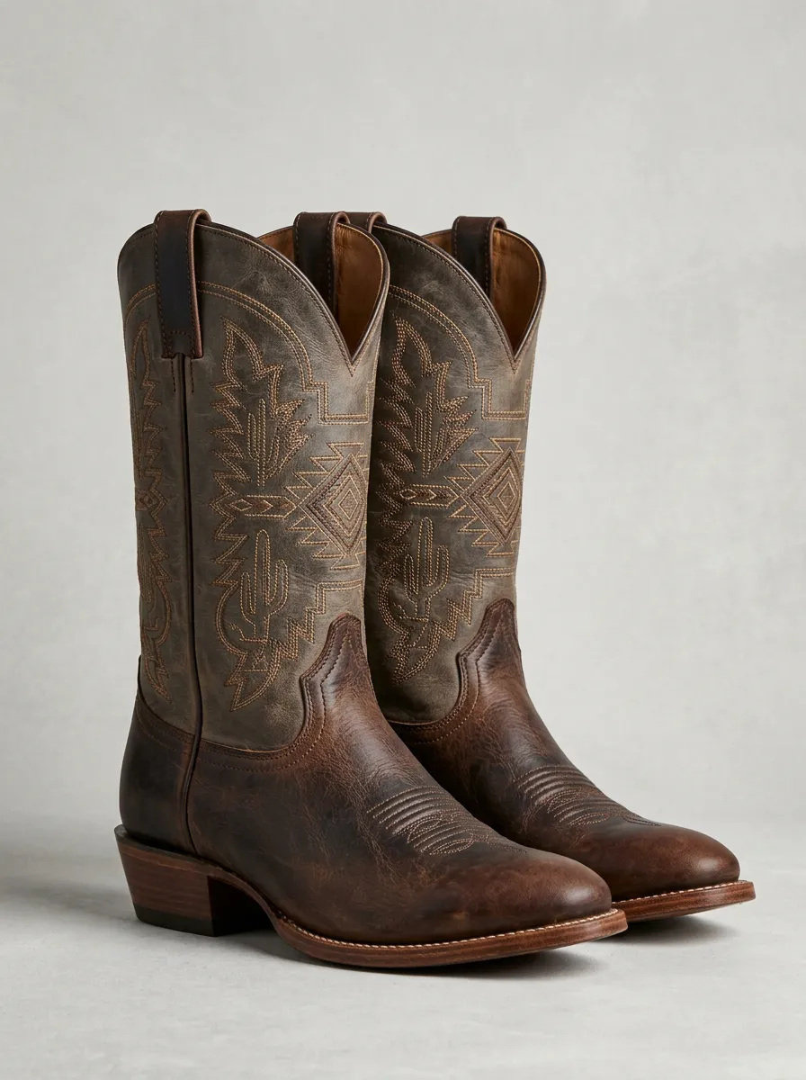 Casual Embroidered Cactus Distinctive Western Boots