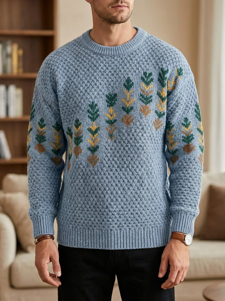 Men's Geometric Tree Sweater