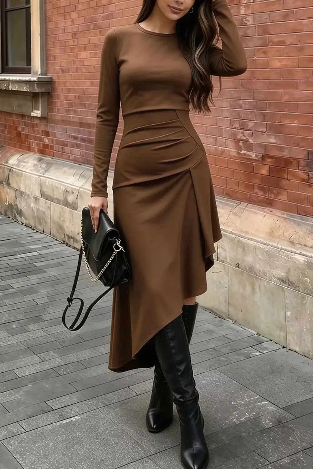 Graceful Long Sleeve Casual Dress