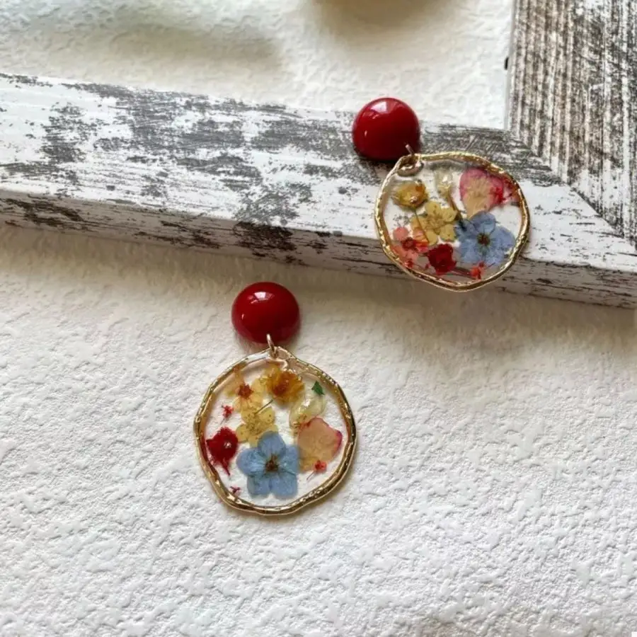 K Gold Plated Flower Dangle Earrings