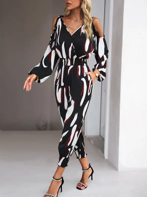 Lyric Abstract Print High Waist Jumpsuit