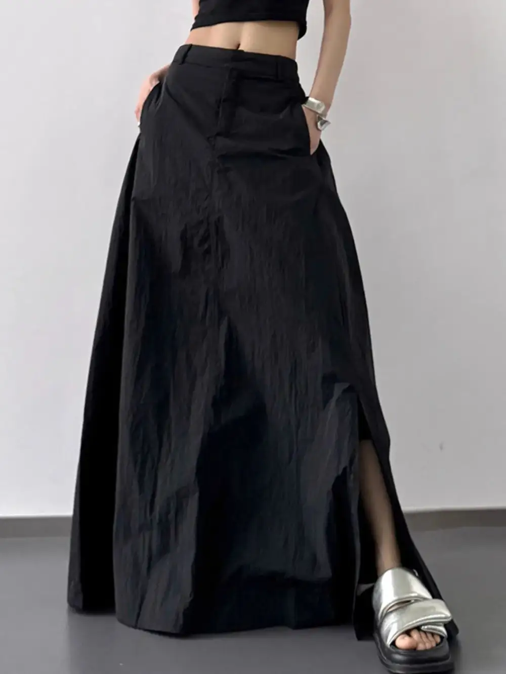 High Waisted Slit Maxi Skirt