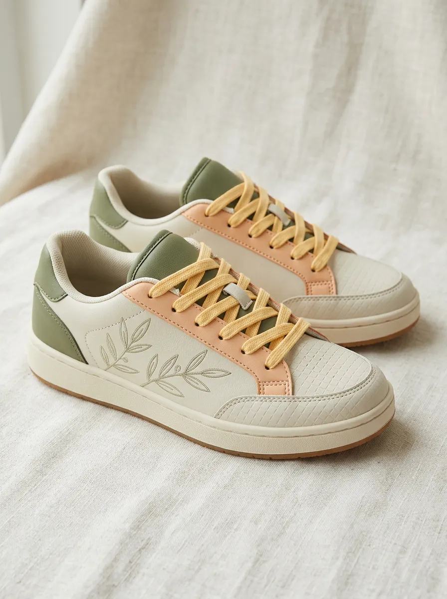 Women's Botanical Olive Branch Printed Casual Sneakers