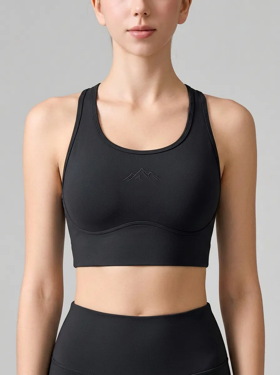 Women's Mountain-Embroidered Sports Bra