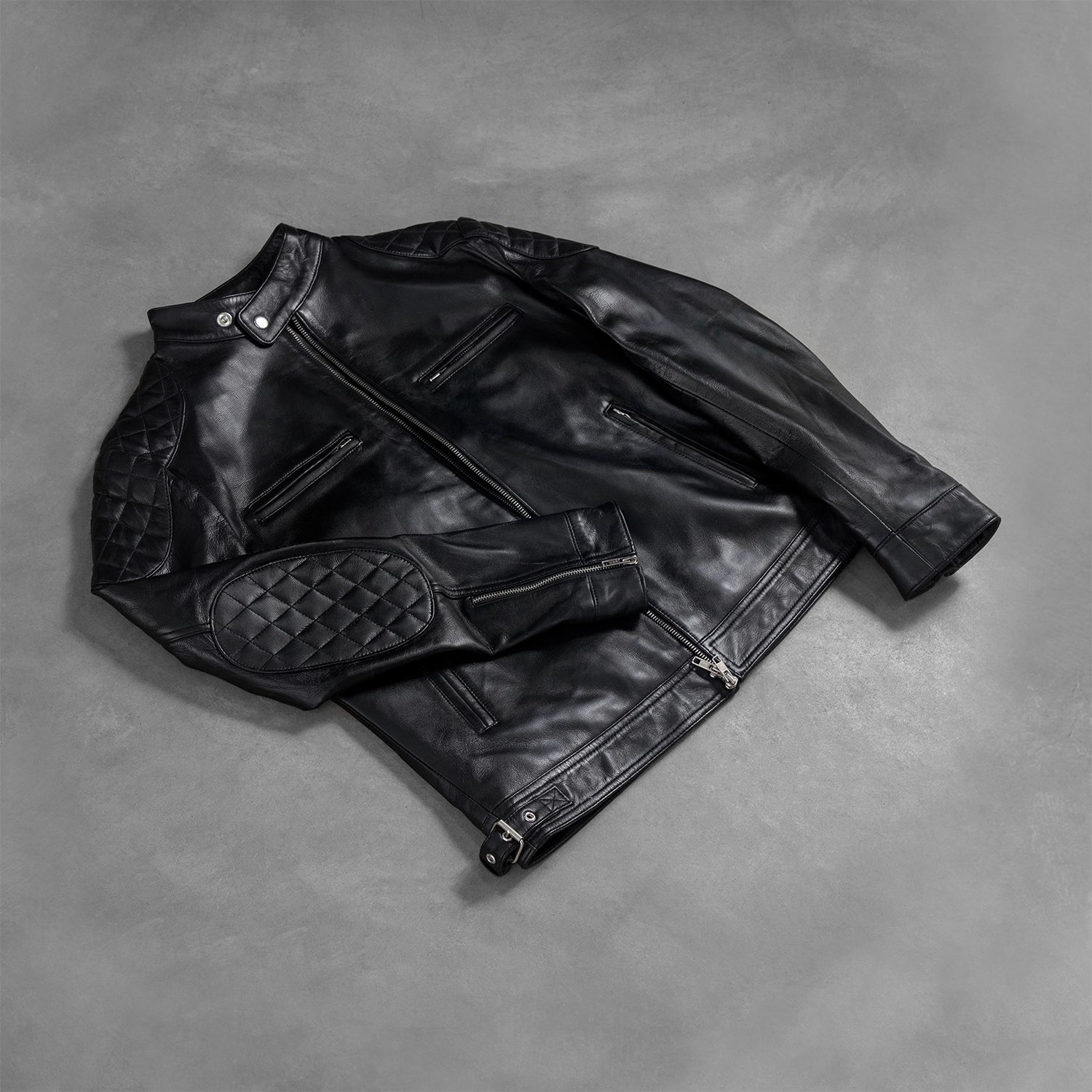 Men's Tonal Detail Biker Leather Jacket