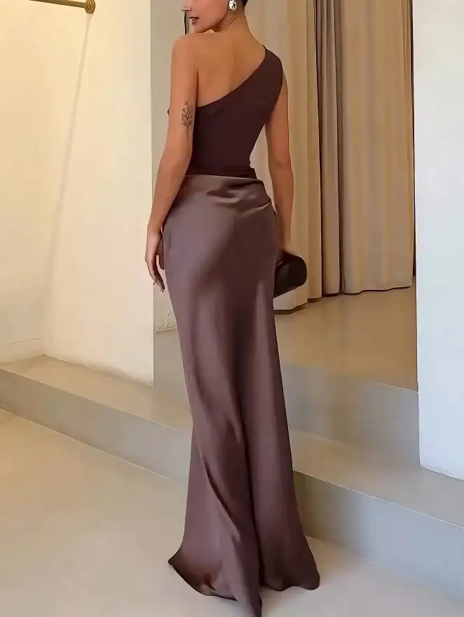  Refined One Shoulder Midi Dress