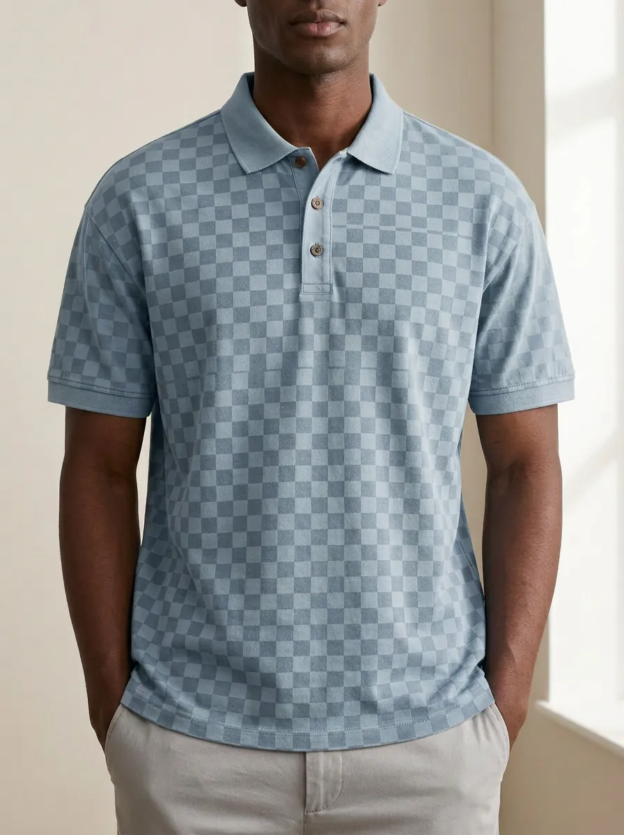 Patterned Checkered Men's Polo Shirt