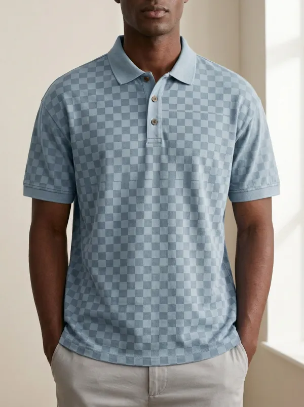 Patterned Checkered Men's Polo Shirt