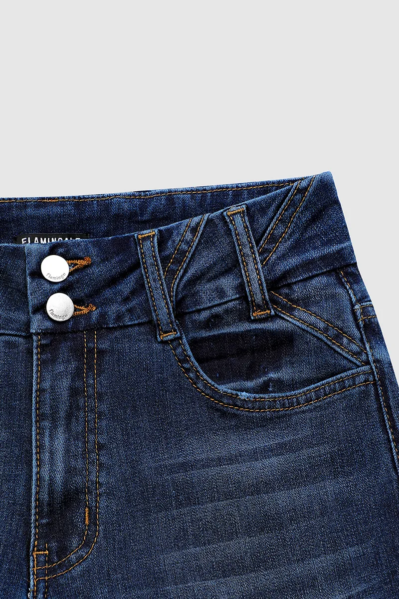 Raw Hem Button Up Skinny Jeans