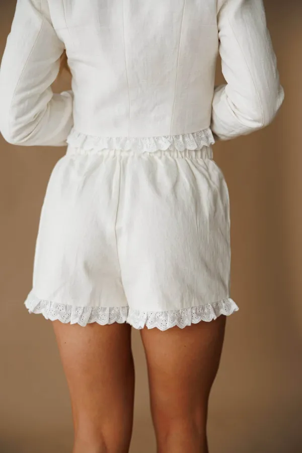 Crochet Cotton Elastic Waist Casual Shorts