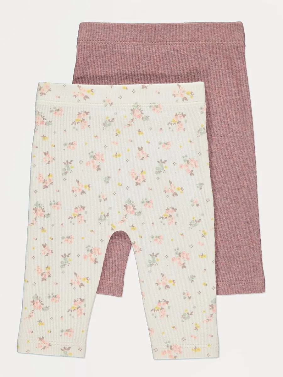 Floral Ribbed Leggings 2 Pack