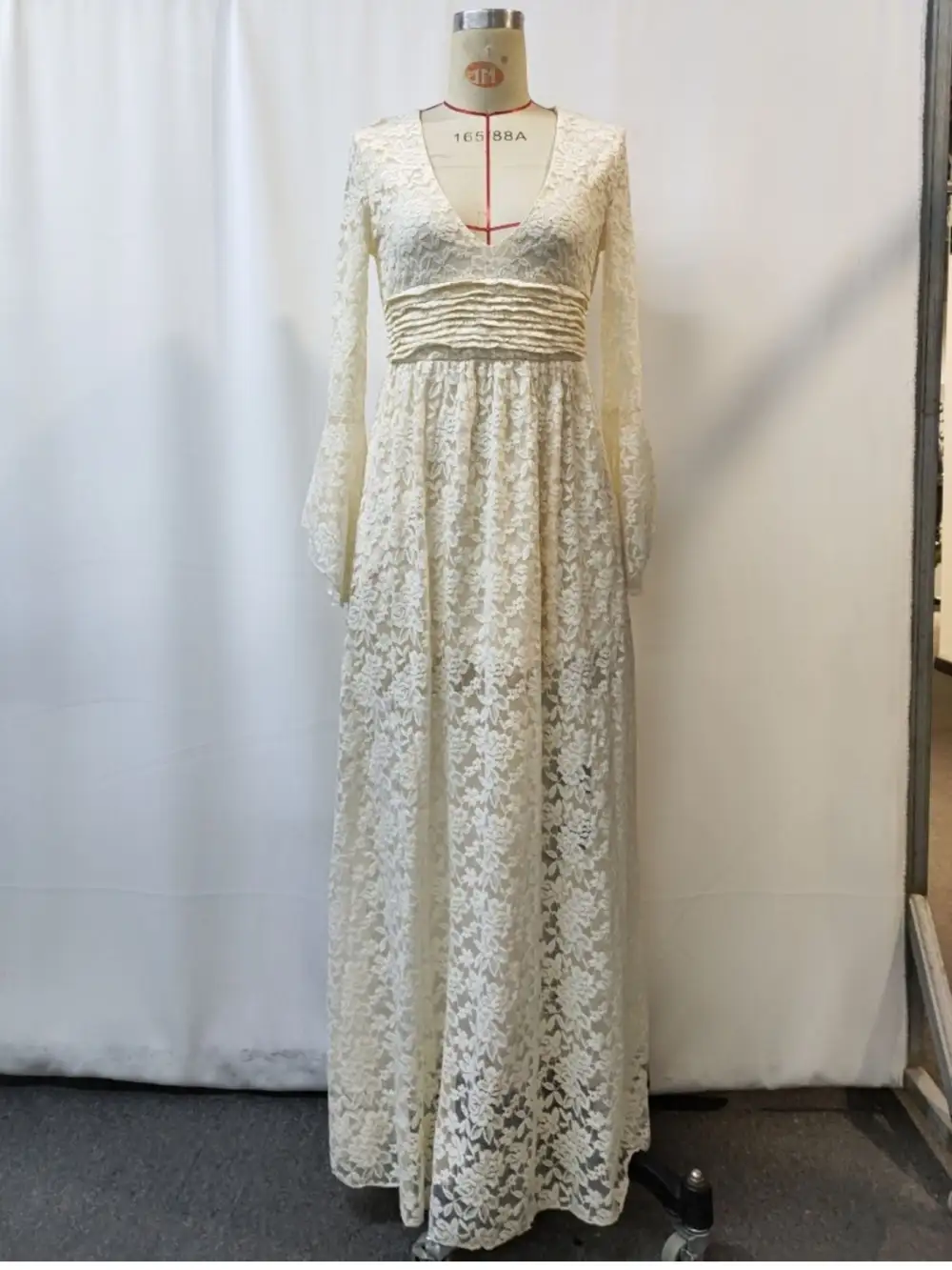 Lace Deep V Neck Maxi Dress