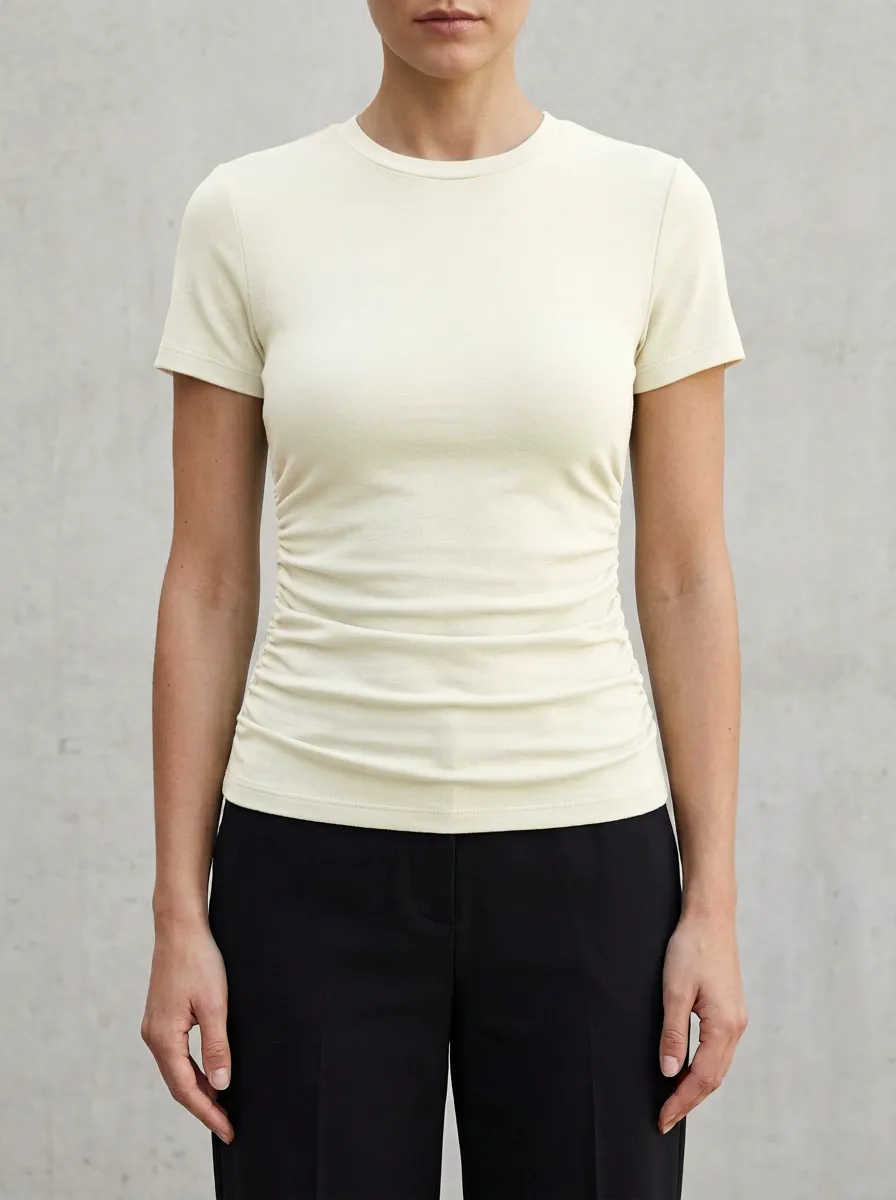 Fitted Side-Ruched Ruched Slim-Fit T-Shirt