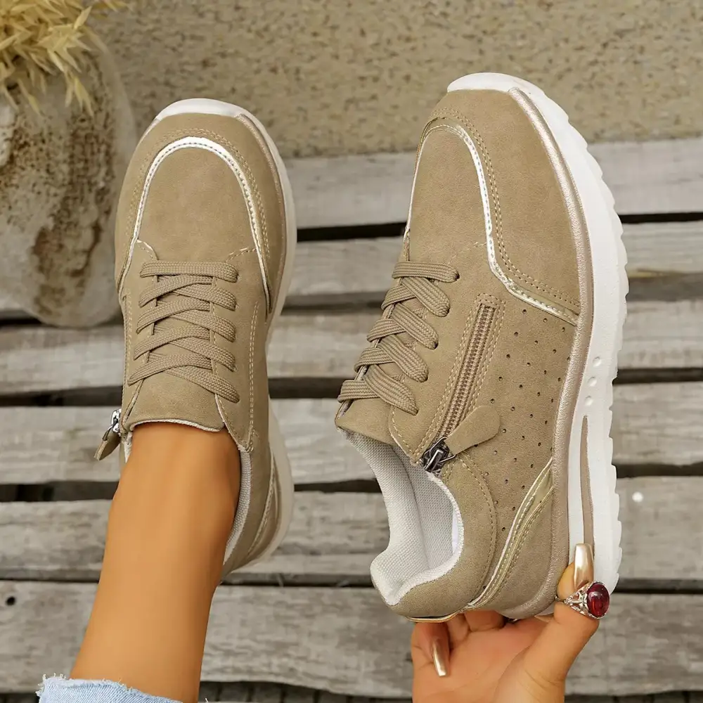 Refined Round Toe Lace-Up Sneakers