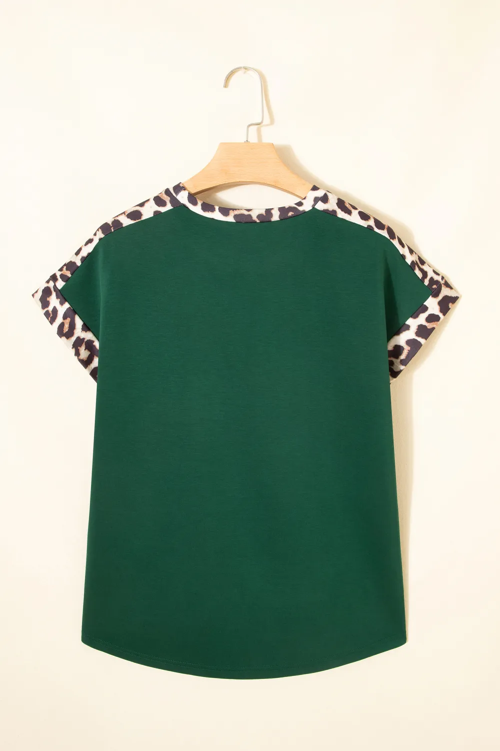 Sea Green Leopard Trim Round Tee