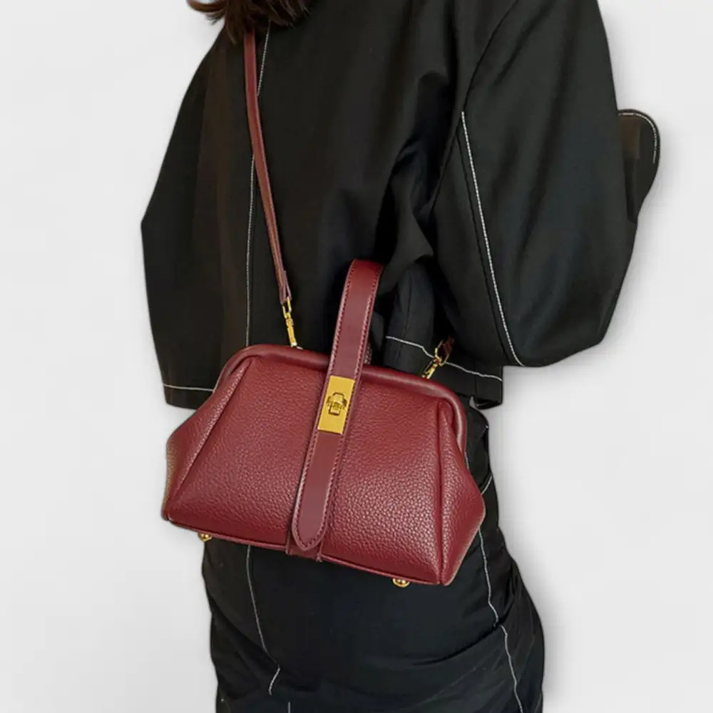 Structured Open Top Leather Handbag