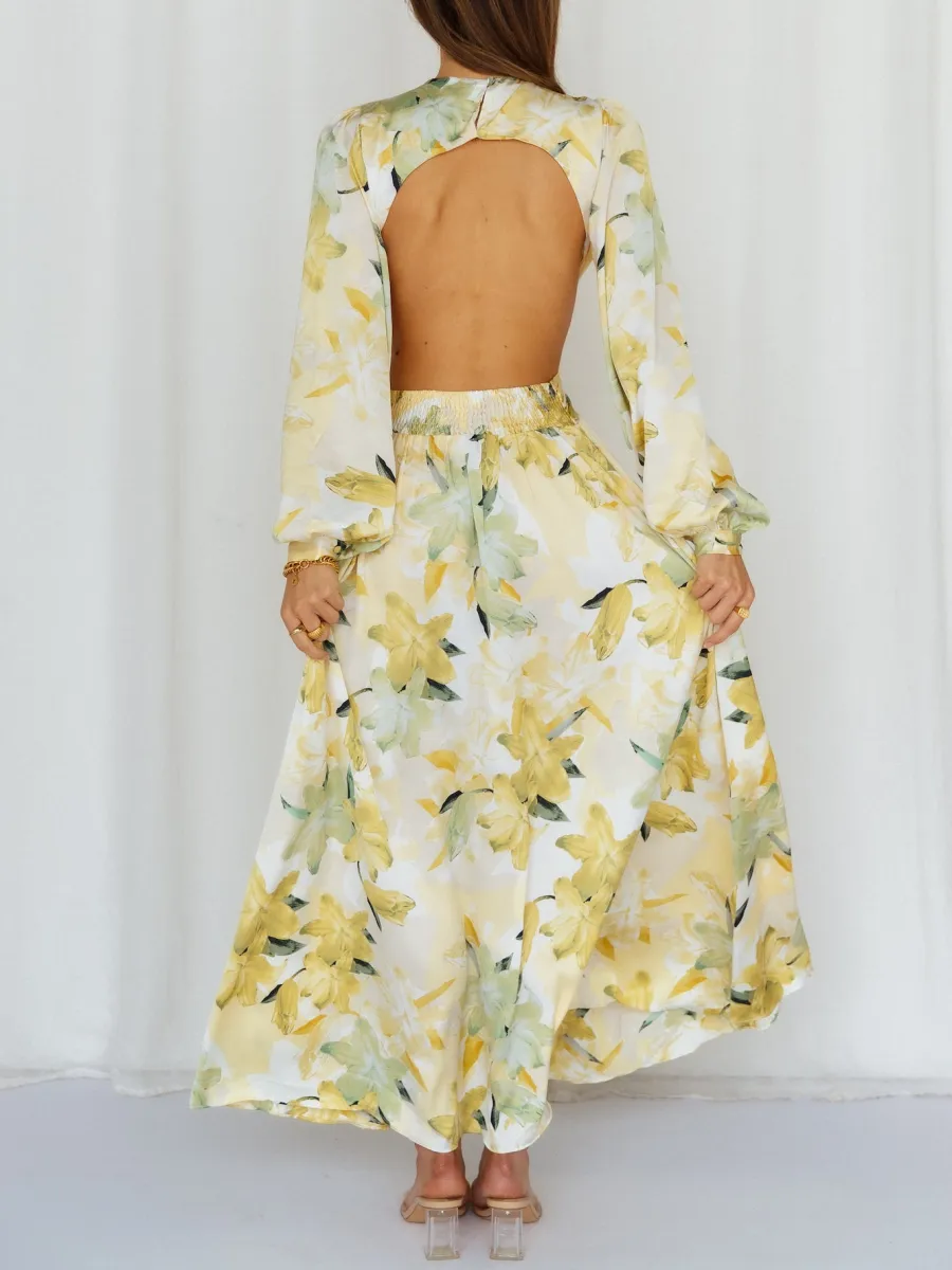 Flower V-Neck Maxi Dress
