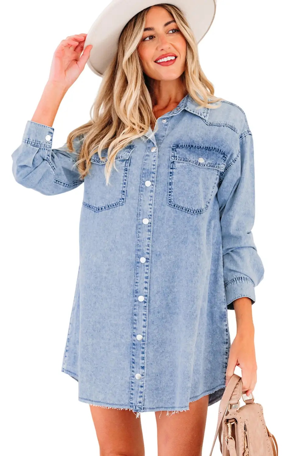 Denim Pocketed Shirt Dress