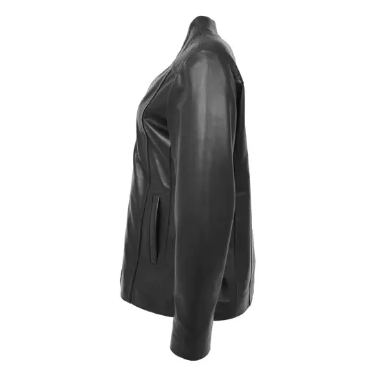 Collarless Leather Blazer